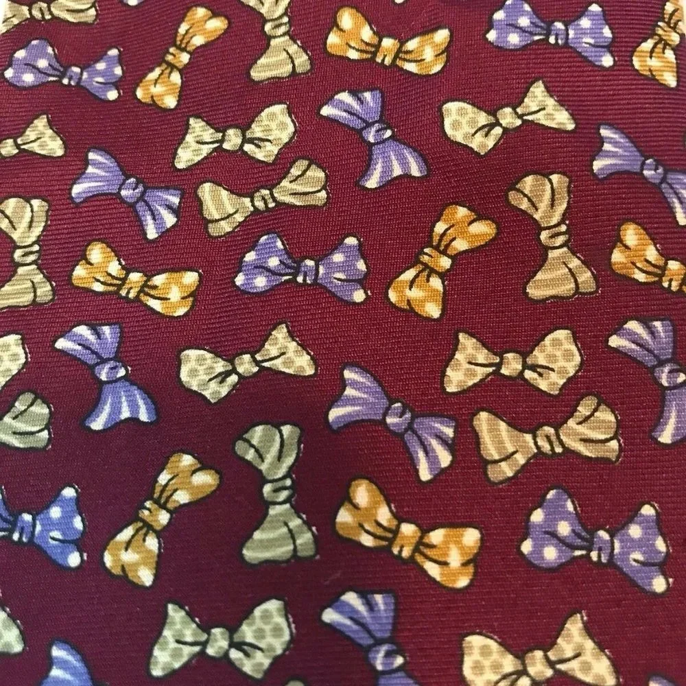 Christian Dior Red Bow Ties Pattern Theme Vintage